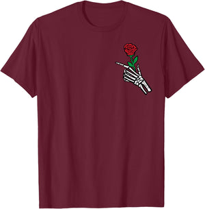 Halloween Skeleton Hand Rose Costume Pocket Men Women Kids T-Shirt - T-Shirt | Maroon