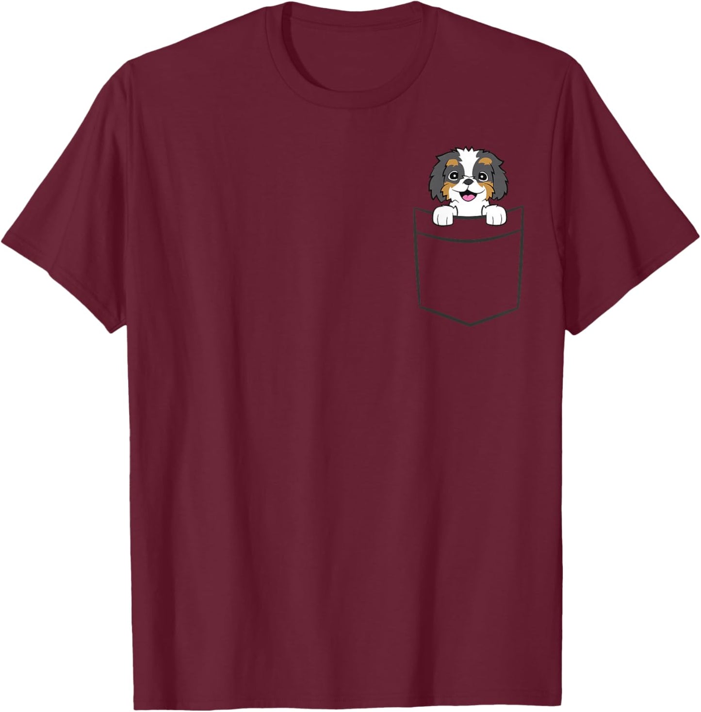 Bernedoodle Dog In A Pocket Cute Pocket Bernedoodle T-Shirt - T-Shirt | Maroon