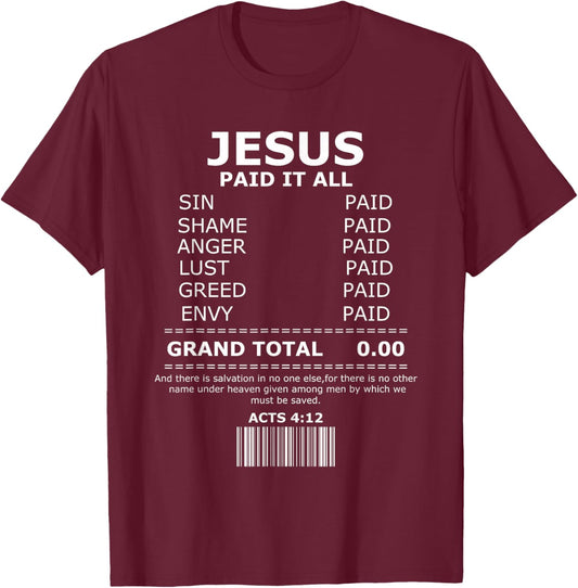 Acts 4 12 Bible Verse Jesus Christ Christian T-Shirt - T-Shirt | Maroon