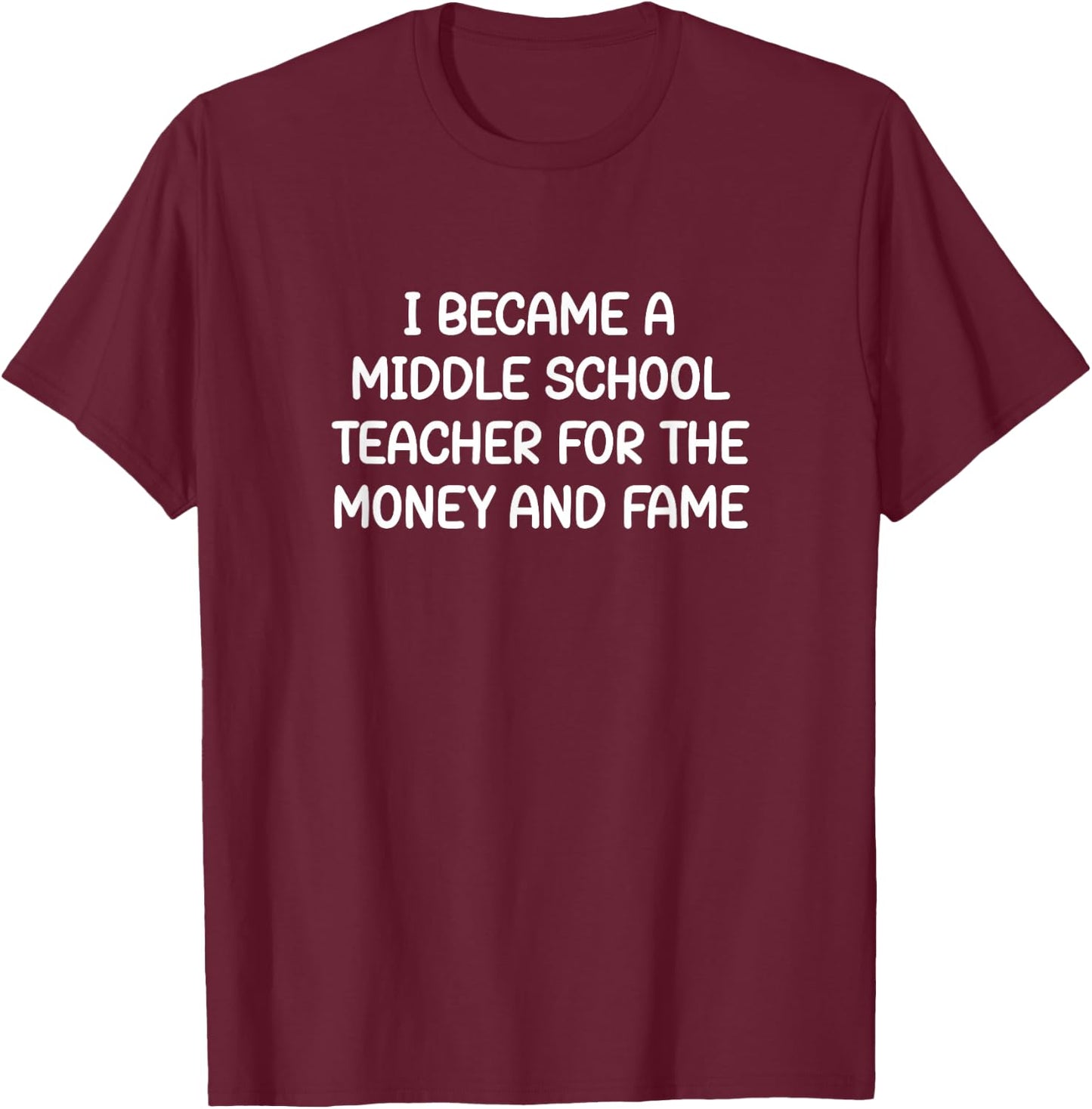 I Became an Middle School Teacher, Funny, Jokes, Sarcastic T-Shirt - T-Shirt | Maroon