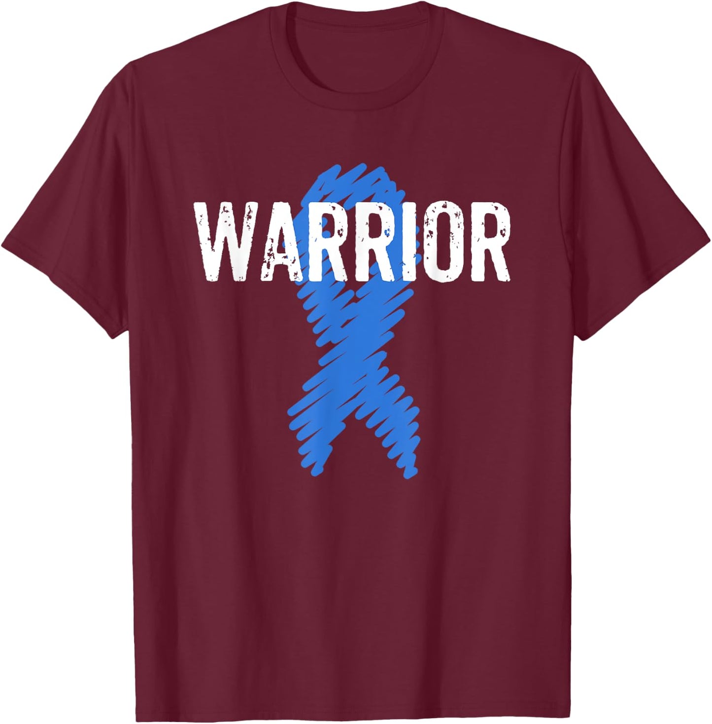 Colon Cancer Warrior Awareness Colonoscopy Blue T-Shirt - T-Shirt | Maroon