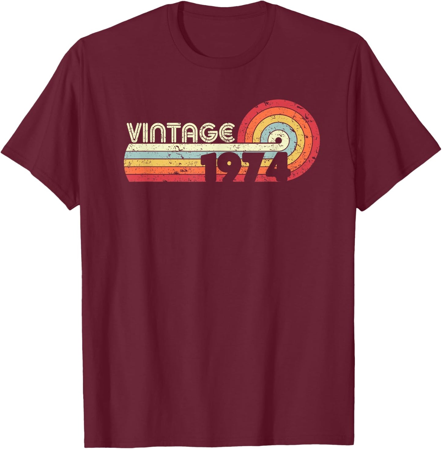 1974 Vintage Shirt, Birthday Gift . Retro Style T-Shirt - T-Shirt | Maroon