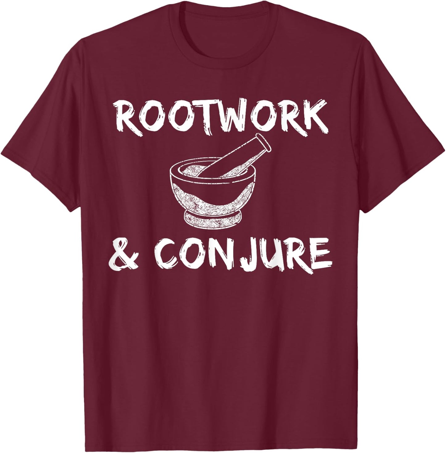 Rootwork & Conjure Mortar Pestle Voodoo Hoodoo T-Shirt - T-Shirt | Maroon