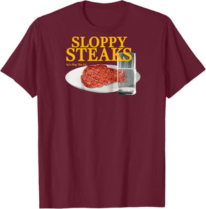Vintage Sloppy Steaks I Think You Should Leave Raglan Baseball T-Shirt - T-Shirt | Maroon