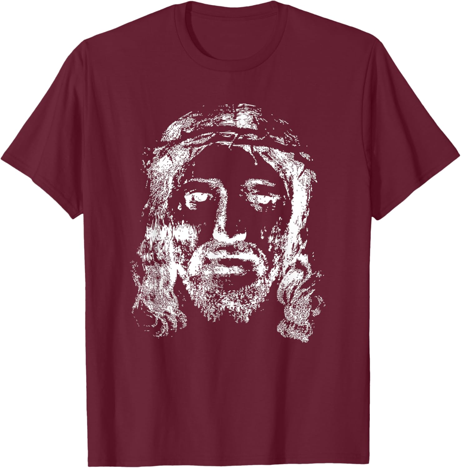 Jesus Christ Face T-Shirt - T-Shirt | Maroon