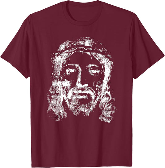 Jesus Christ Face T-Shirt - T-Shirt | Maroon