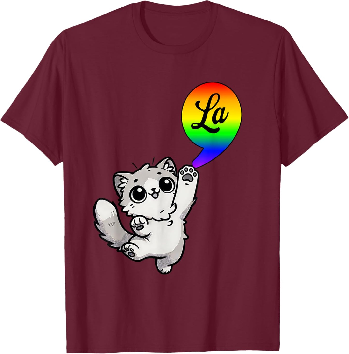 Comma-LA with cute cat Kamala Rainbow design Men Women Kids T-Shirt - T-Shirt | Maroon