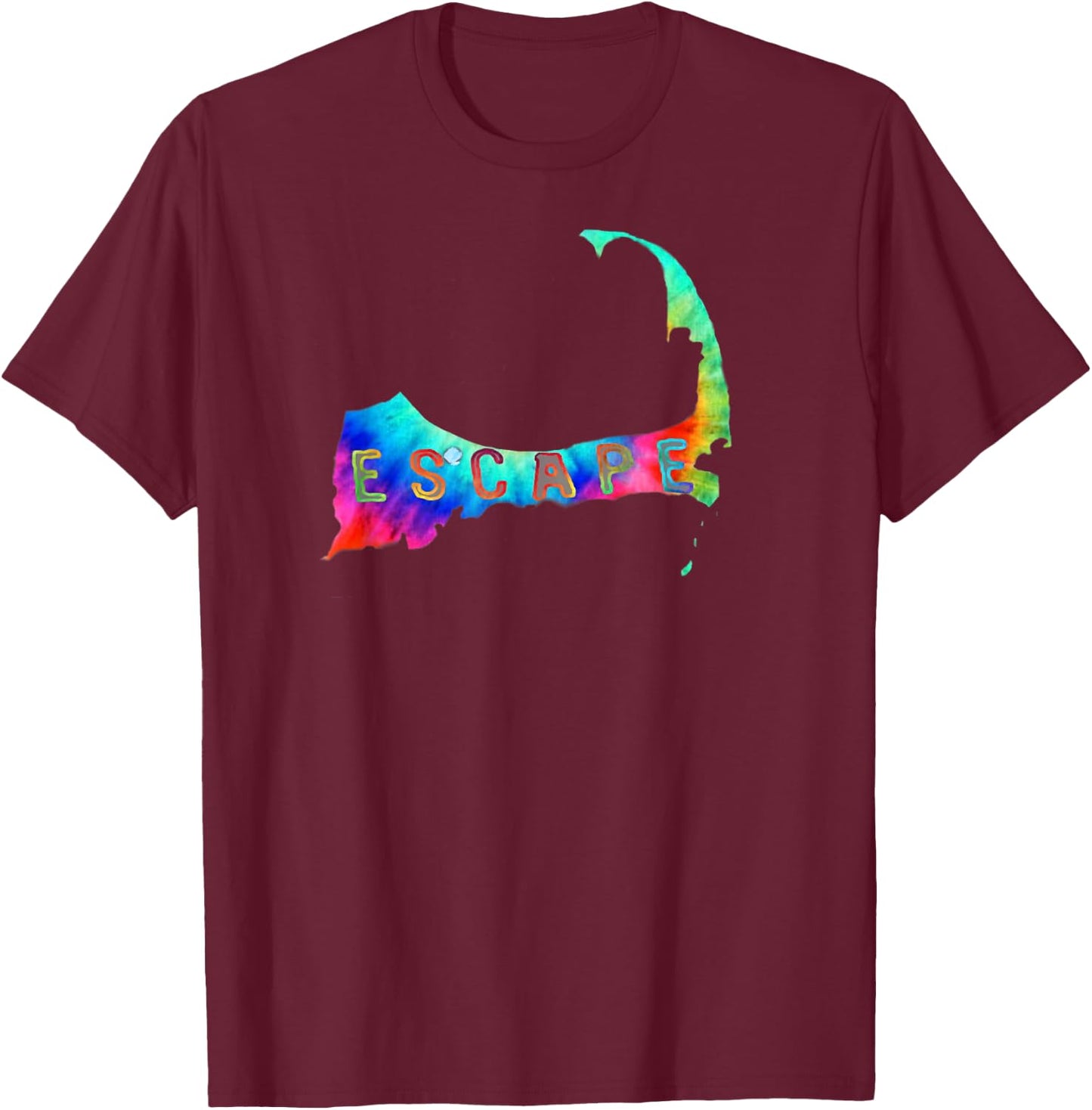 Tye Dye ESCAPE To Cape Cod T-Shirt - T-Shirt | Maroon