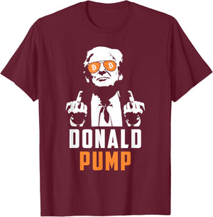 Donald Pump Bitcoin Funny Trump 2024 Crypto American Flag T-Shirt - T-Shirt | Maroon