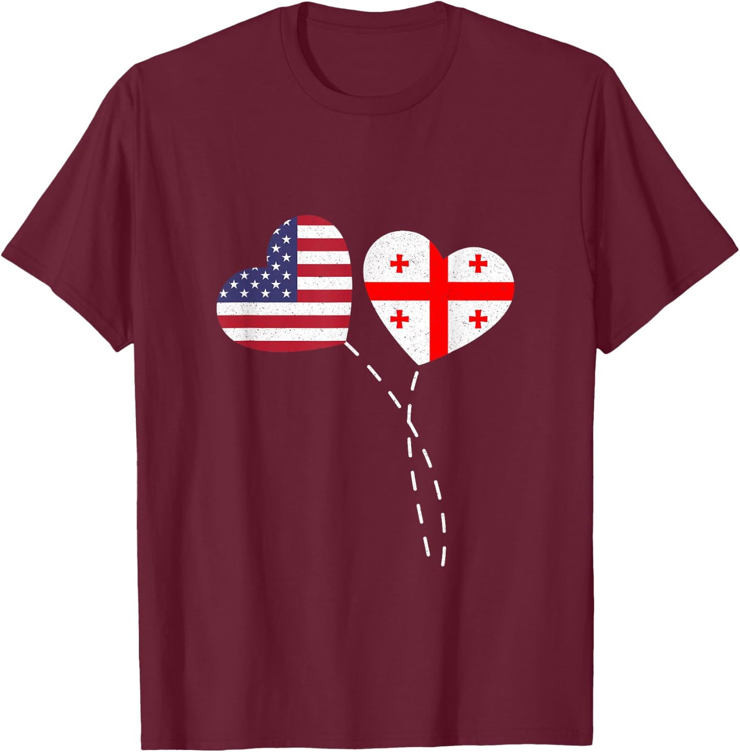 Loving Georgia USA Flag Heart Georgian Americans Love T-Shirt - T-Shirt | Maroon