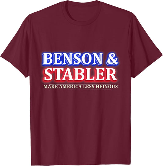 Benson and Stabler Make America Less Heinous T-Shirt - T-Shirt | Maroon