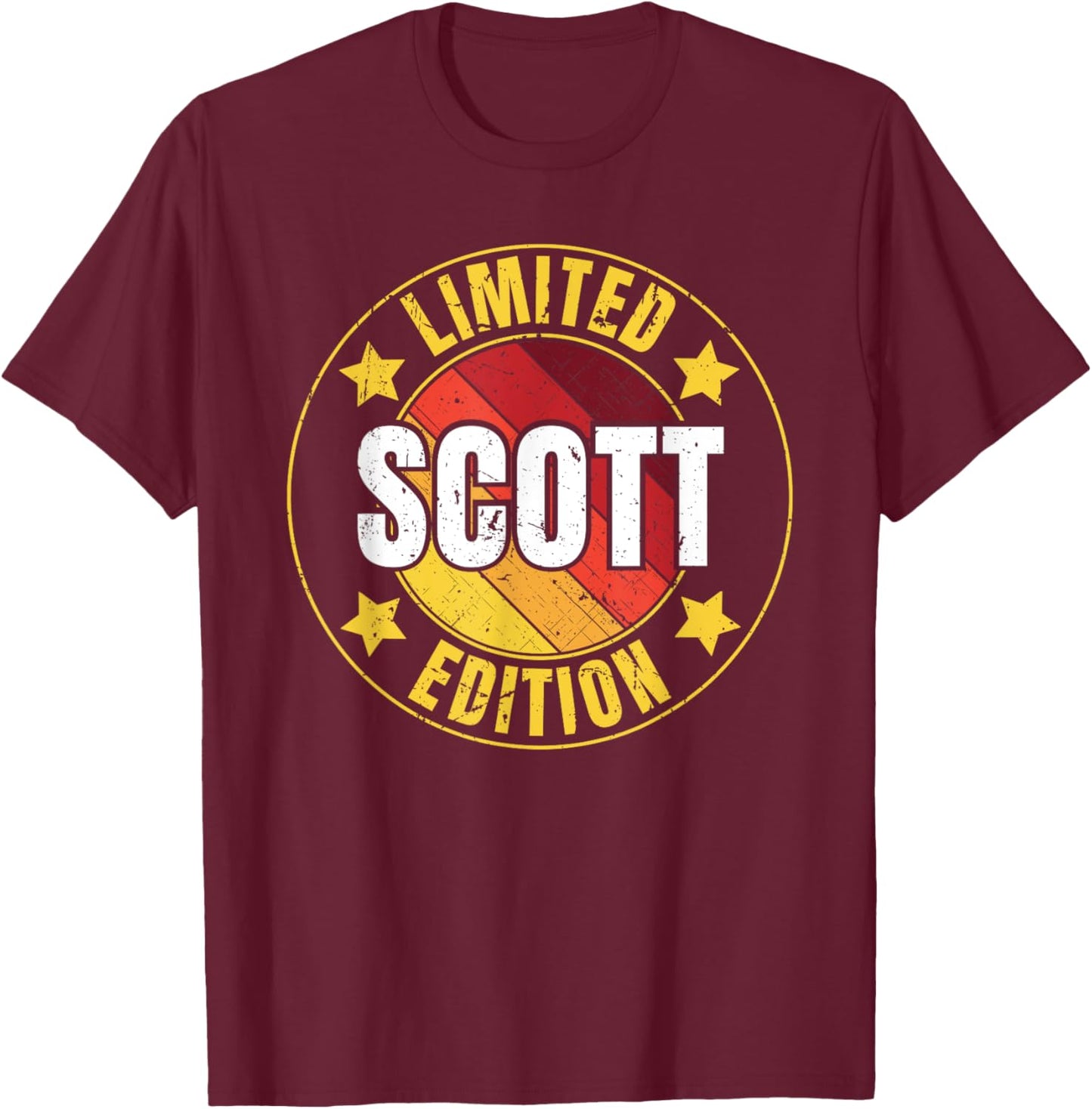 Scott Name Limited Edition Personalized Birthday Retro T-Shirt - T-Shirt | Maroon
