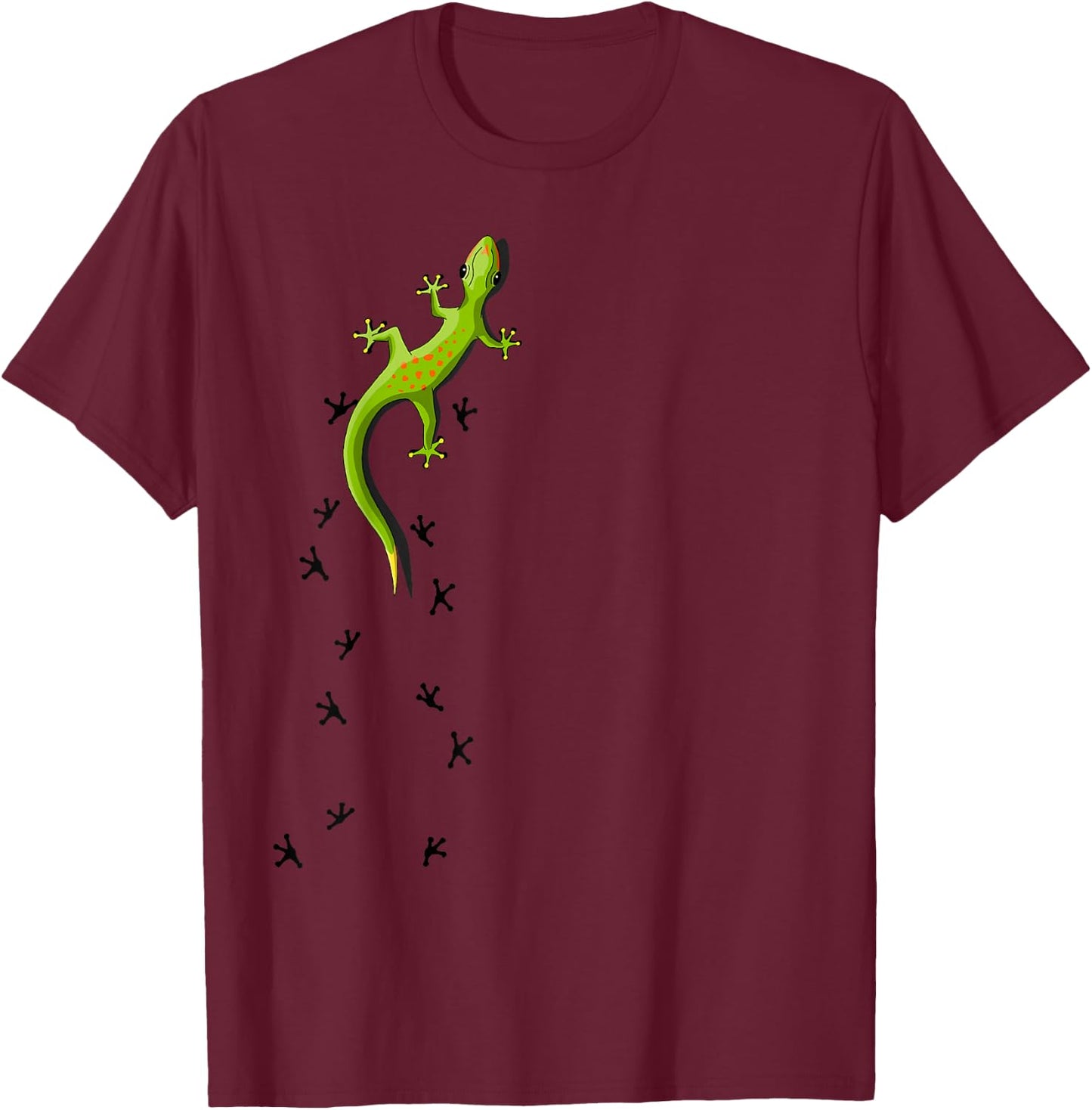 Casual Salamander Reptile with Traces Climbing Gecko T-Shirt - T-Shirt | Maroon