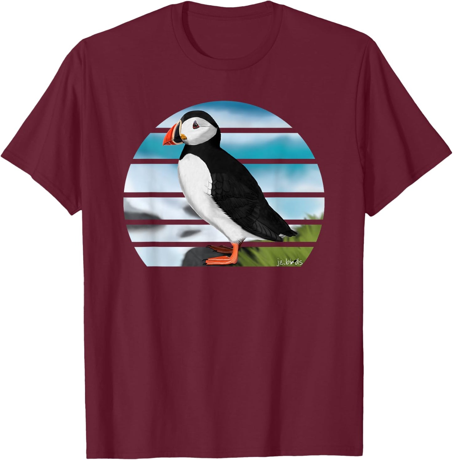 Puffin Bird Birder Ornithologist Biologist Birdwatcher T-Shirt - T-Shirt | Maroon
