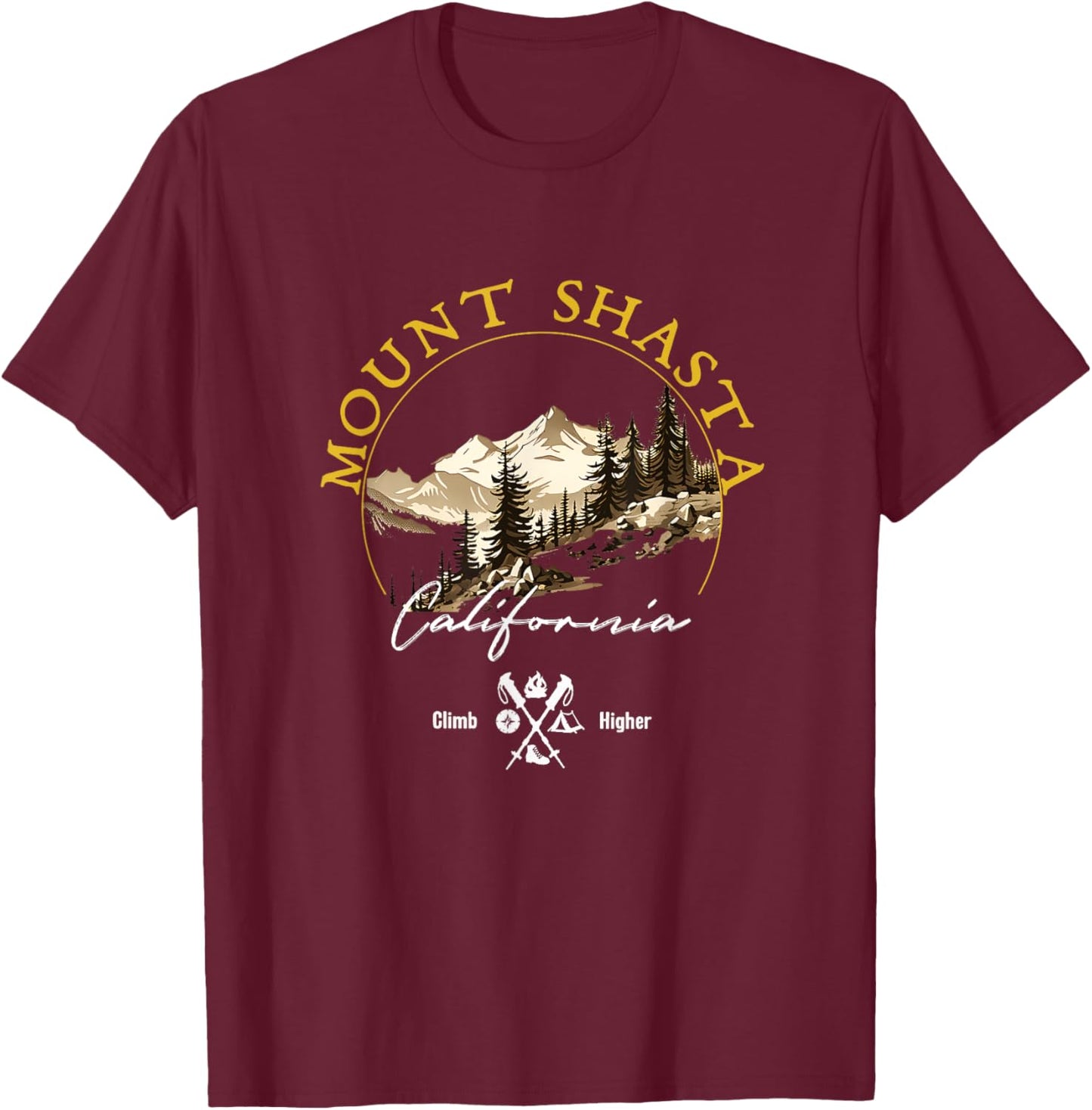 Mount Shasta Retro Vintage Apparel - Mount Shasta Souvenir T-Shirt - T-Shirt | Maroon
