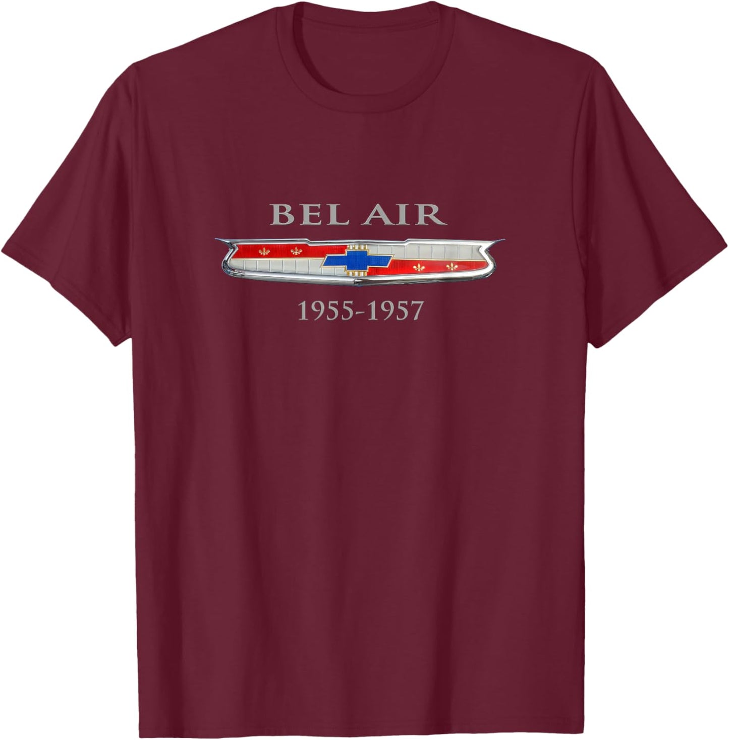 Vintage 1955-1957 Bel Air Hood Emblem, Badge, American Cars T-Shirt - T-Shirt | Maroon