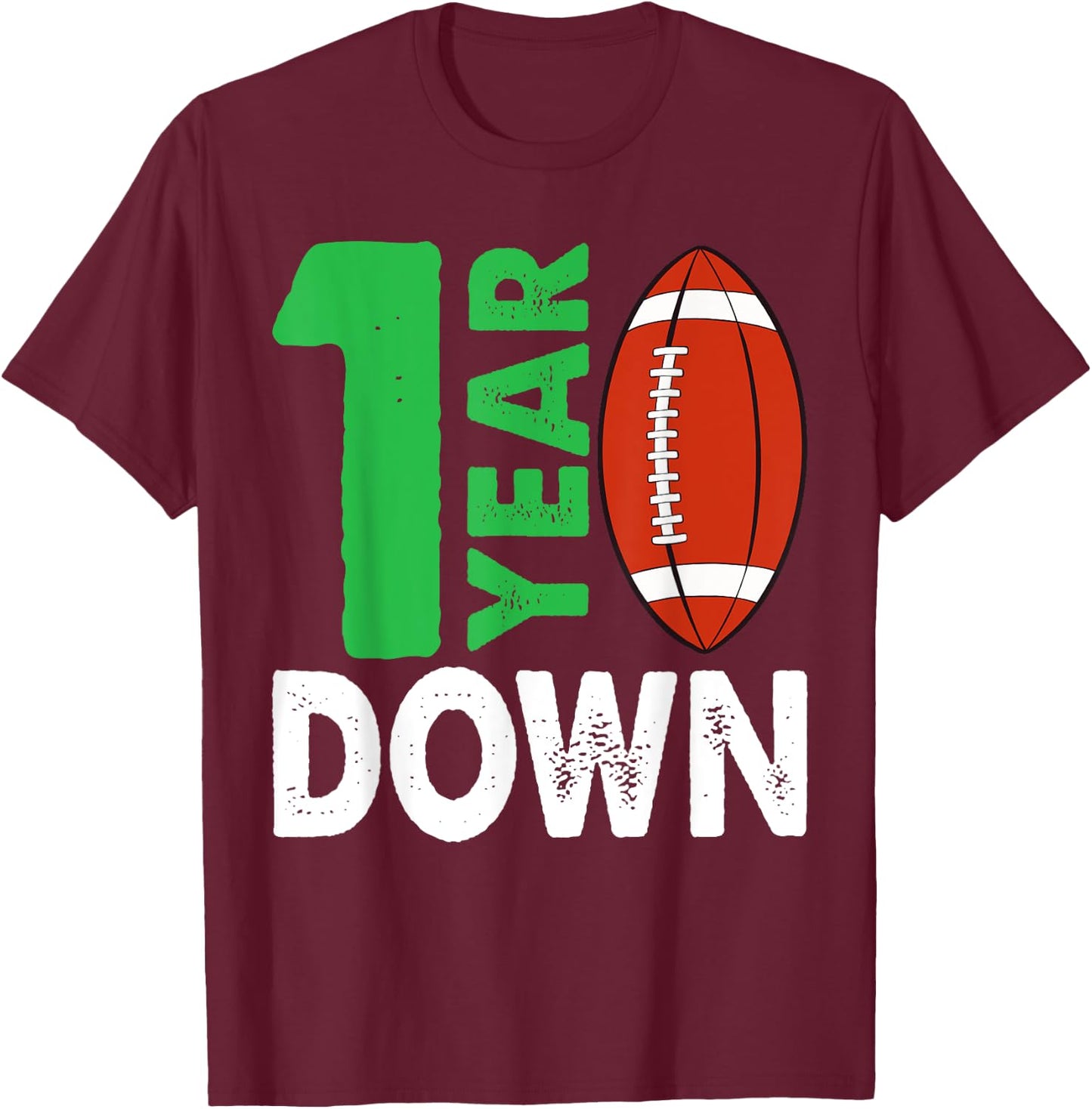 1st Birthday Party Football Boy One Year Old Football Player T-Shirt - T-Shirt | Maroon