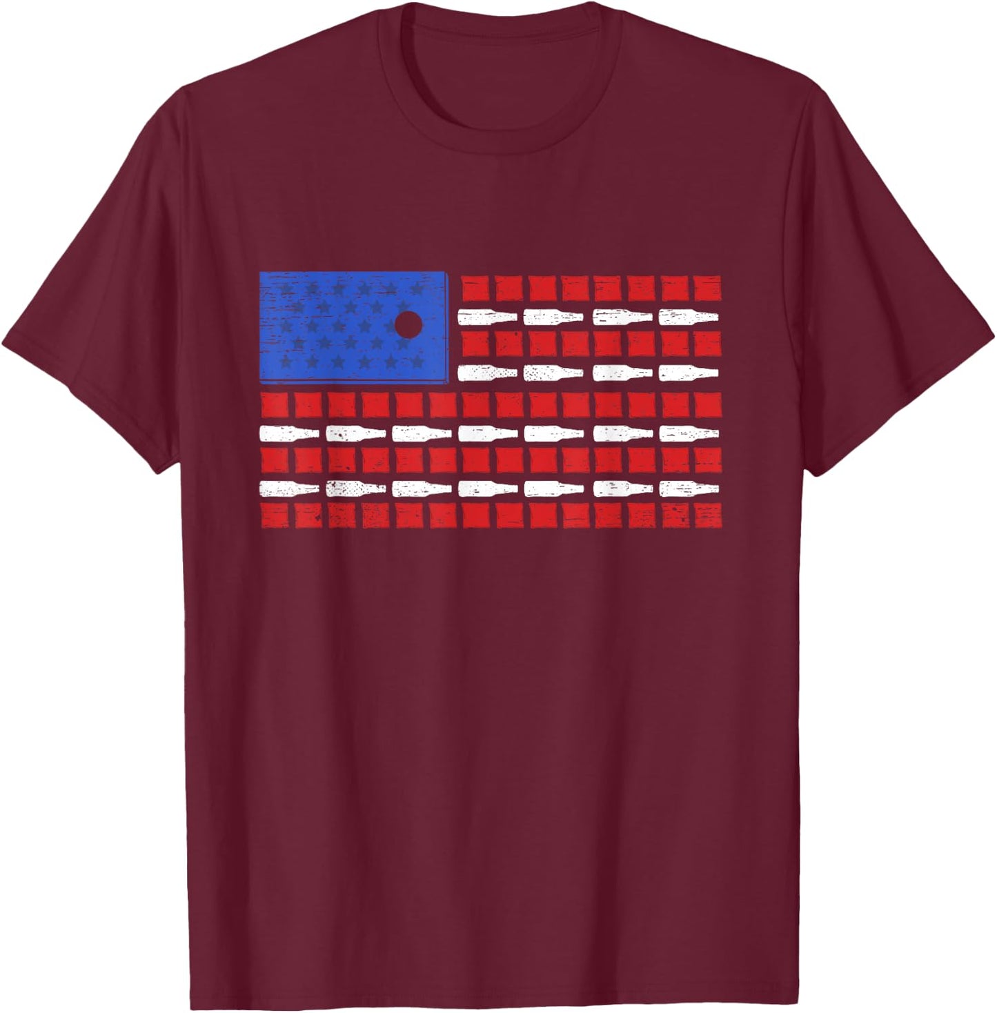 Cornhole And Beer USA Flag Beer Bags And Boards Men T-Shirt - T-Shirt | Maroon