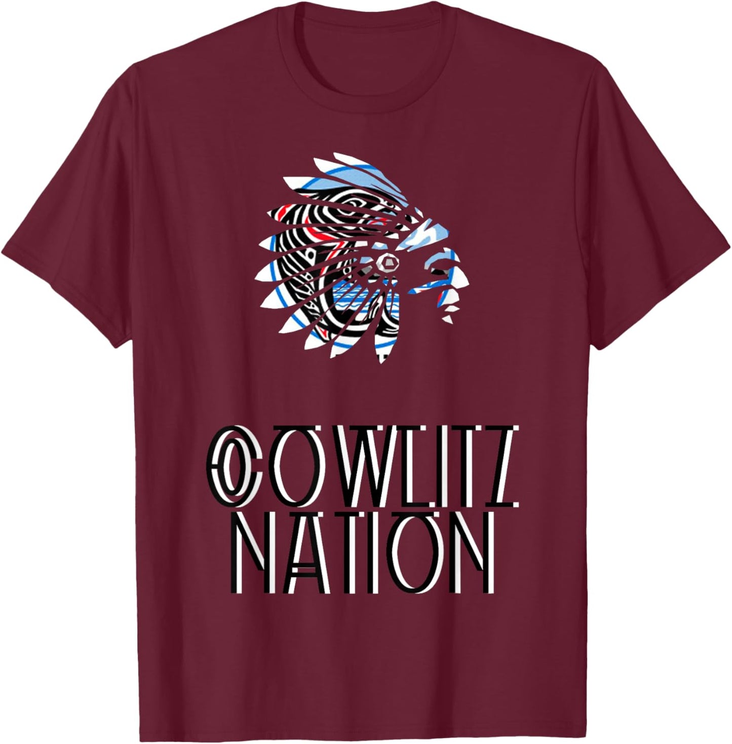 Cowlitz Tribal Nation Flag | Native American | Headdress T-Shirt - T-Shirt | Maroon