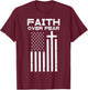 Faith Over Fear US Flag Cross Jesus Christian Men Women Kids T-Shirt - T-Shirt | Maroon