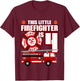 4 Year Old Firefighter Birthday Party Fire Truck 4th Gift T-Shirt - T-Shirt | Maroon