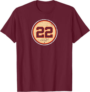 Officially Licensed - Will Clark: 22 T-Shirt - T-Shirt | Maroon