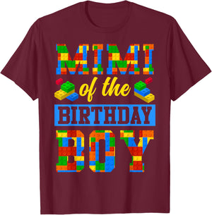 Mimi Of The Birthday Boy Building Block Bday Party T-Shirt - T-Shirt | Maroon