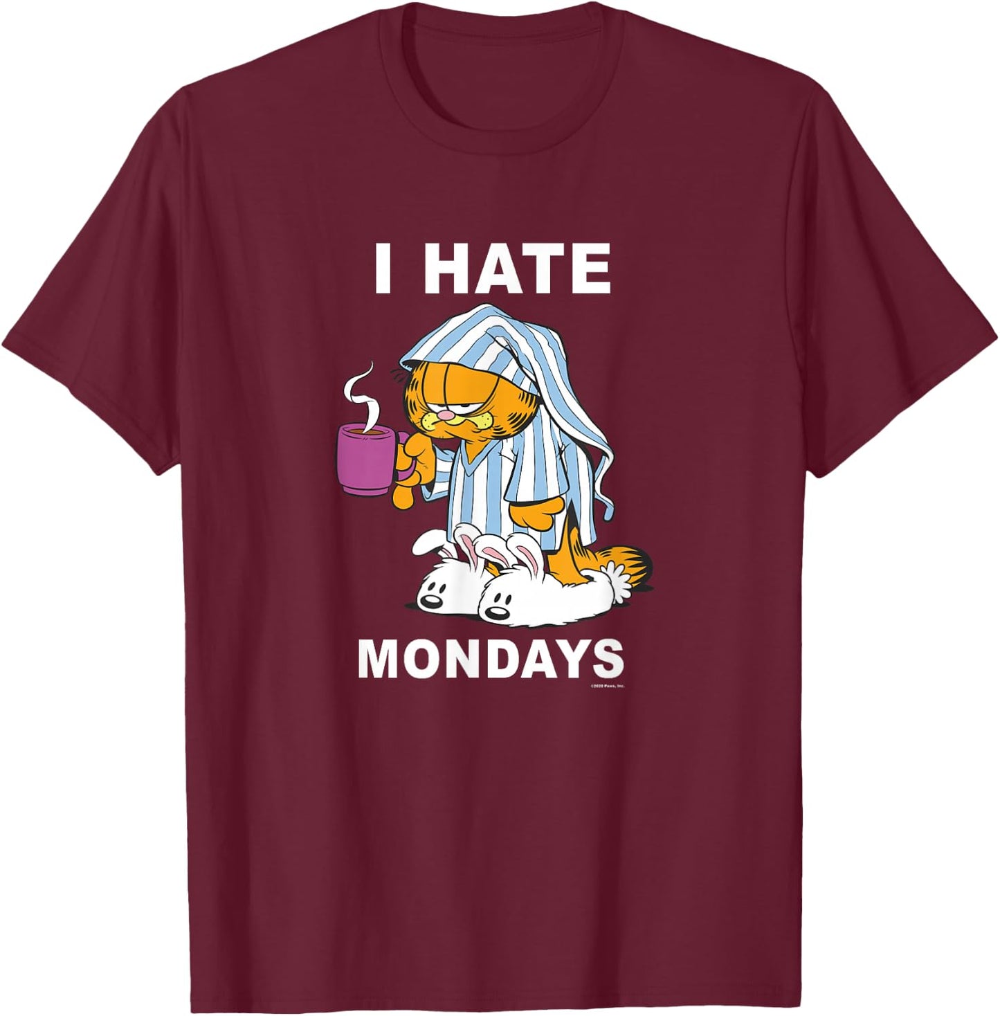 Garfield I Hate Mondays Coffee Garfield T-Shirt - T-Shirt | Maroon