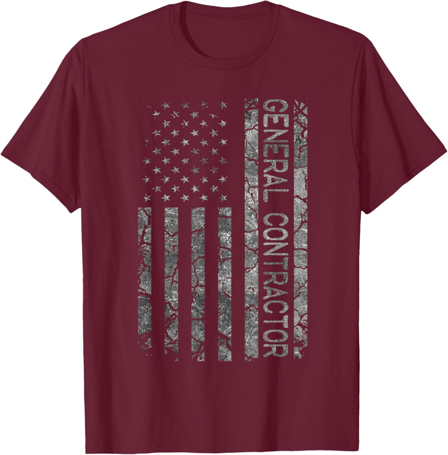 American Flag Job Title Worker Funny General Contractor Women Men T-Shirt - T-Shirt | Maroon