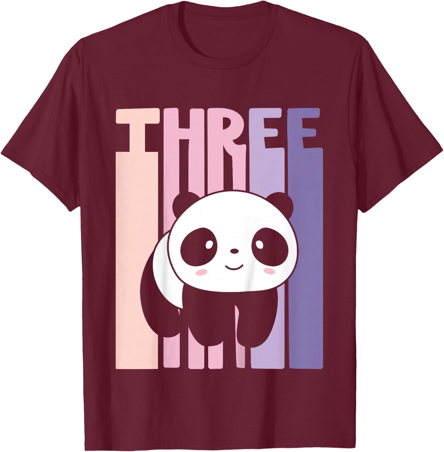 3 Year Old Cute Panda Birthday Girl 3rd B-day T-Shirt - T-Shirt | Maroon