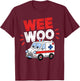 Funny Wee Woo EMT Paramedic - Black, Small, Short Sleeve, Modern, Cartoon, Fun, Classic, Humorous T-Shirt - T-Shirt | Maroon
