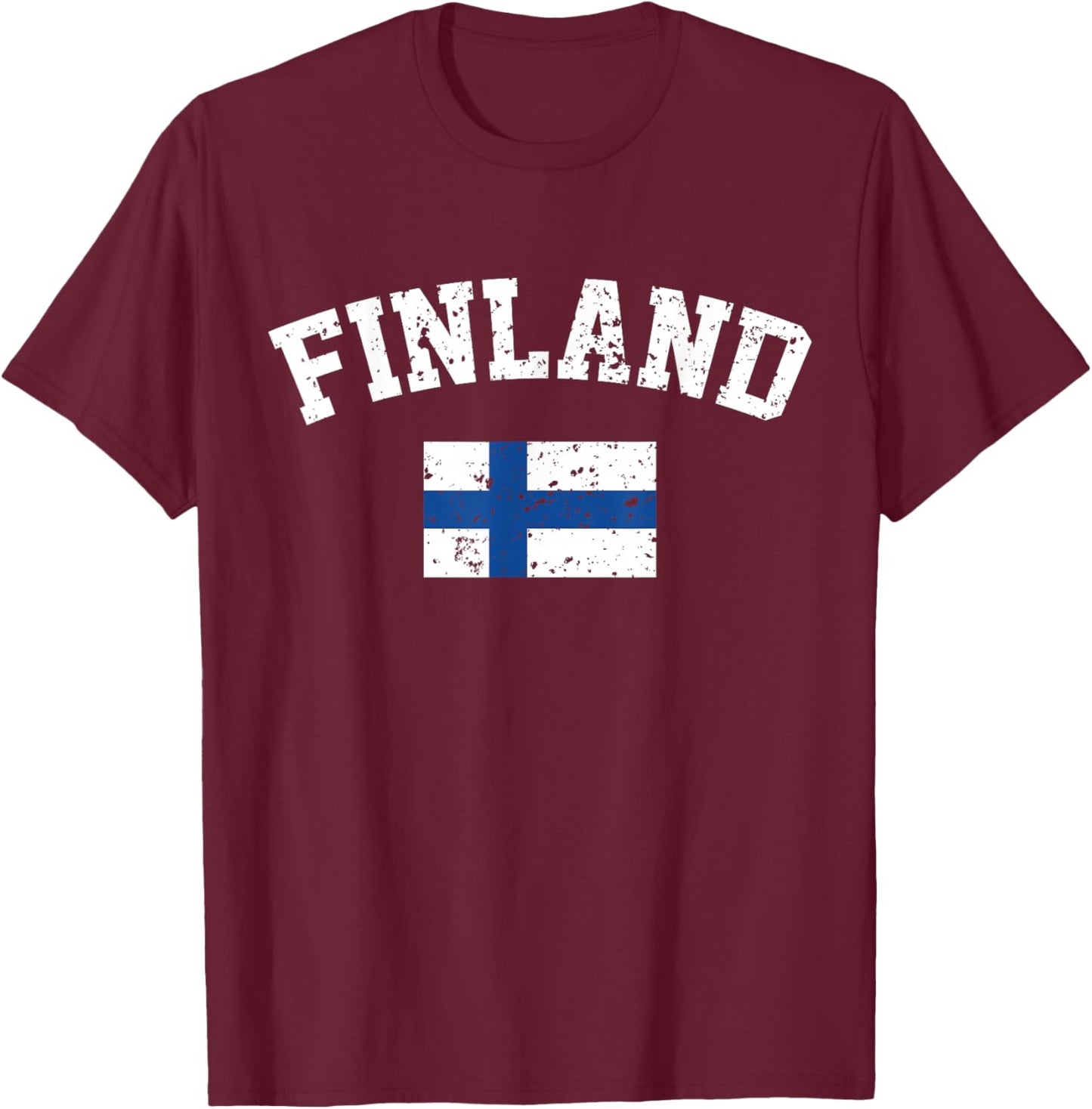 Finnish Flag Tourist Holiday Destination Finland Flag T-Shirt - T-Shirt | Maroon