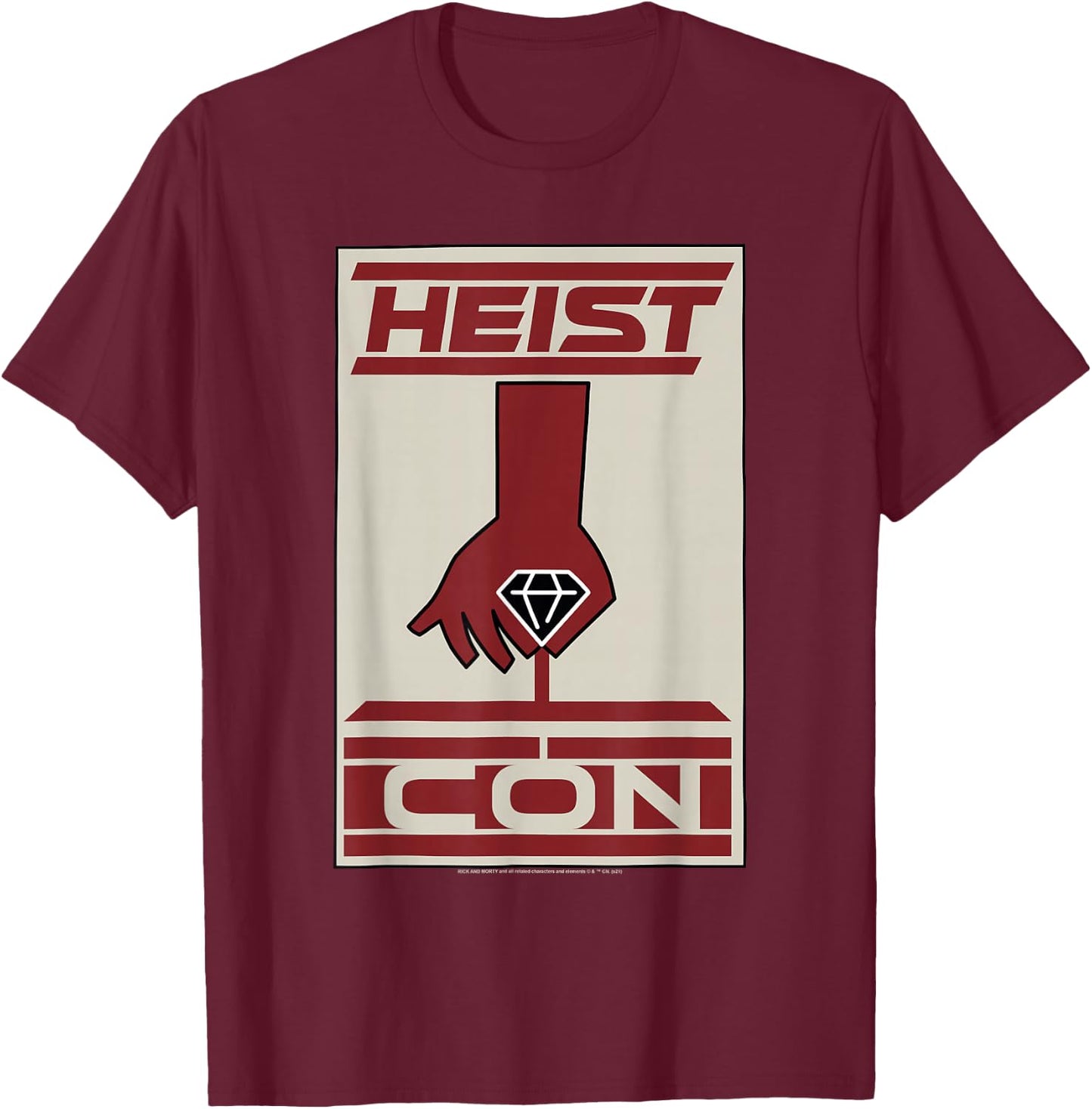 Rick and Morty Heist Con Logo T-Shirt - T-Shirt | Maroon