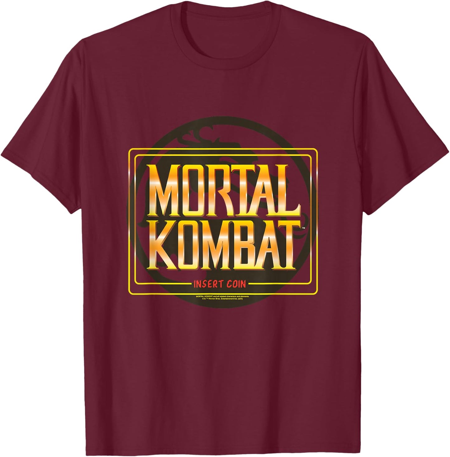 Mortal Kombat Classic Insert Coin T-Shirt - T-Shirt | Maroon