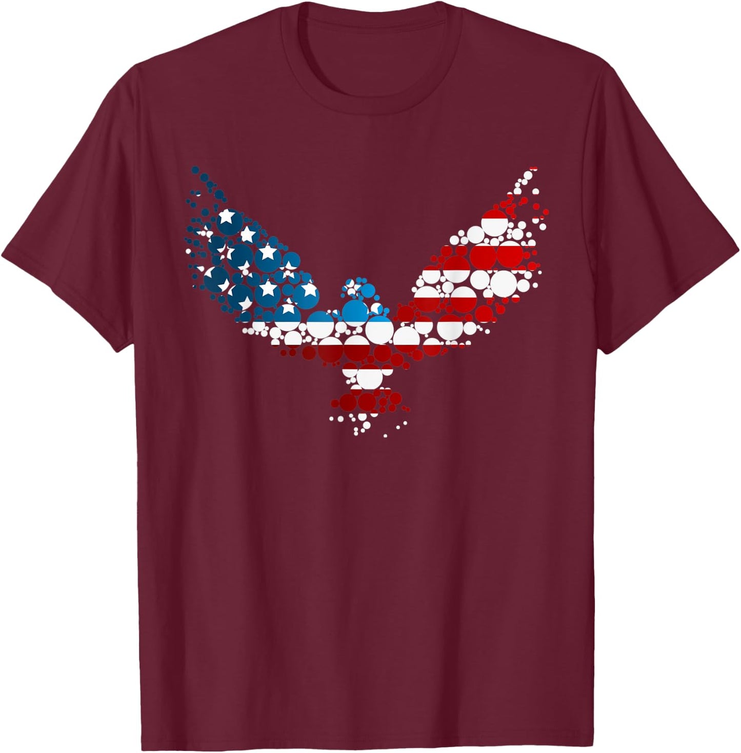 American Flag Polka Dot Eagle Patriotic Women Men T-Shirt - T-Shirt | Maroon
