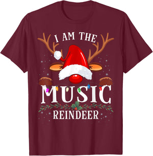 I Am The Music Reindeer Christmas Family T-Shirt - T-Shirt | Maroon