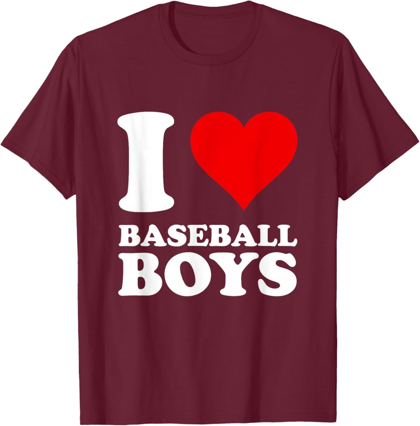 I Love Baseball Boys T-Shirt - T-Shirt | Maroon