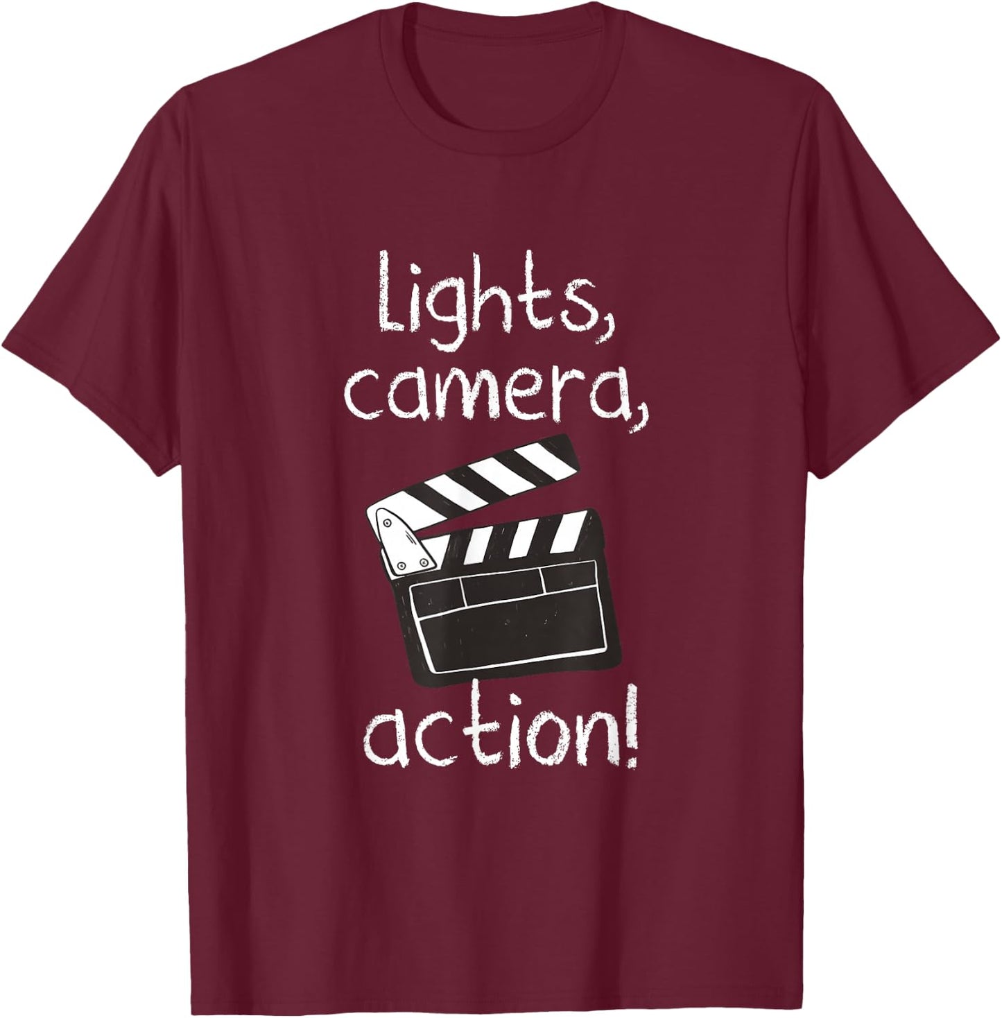 Lights Camera Action Movie Director Movie Clapper Board Gift T-Shirt - T-Shirt | Maroon