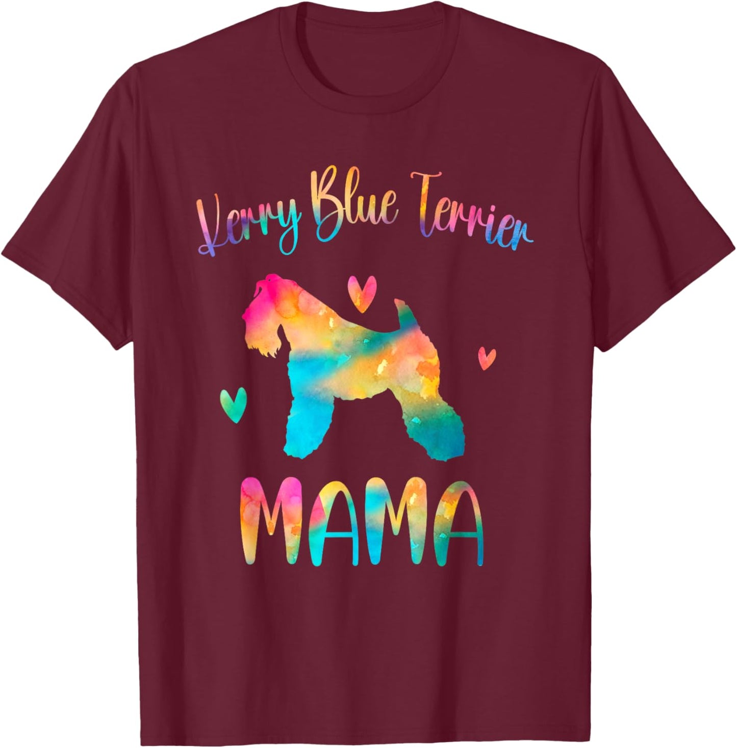 Kerry Blue Terrier Mama Colorful Kerry Blue Terrier Dog Mom Men Women Girls Kids T-Shirt - T-Shirt | Maroon