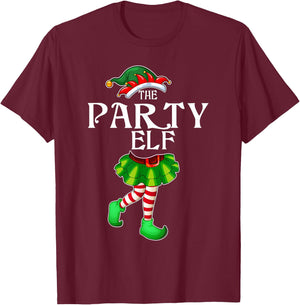 The Party Elf Christmas Matching Family Group T-Shirt - T-Shirt | Maroon