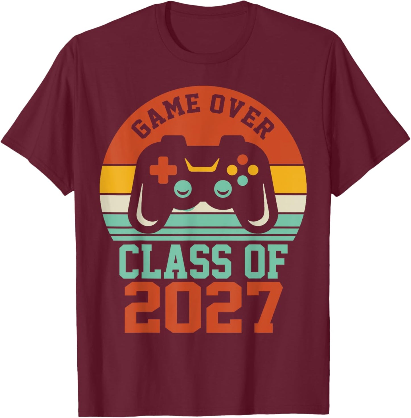 Game Over Class Of 2027 Shirt Student Senior 2027 Graduation T-Shirt - T-Shirt | Maroon