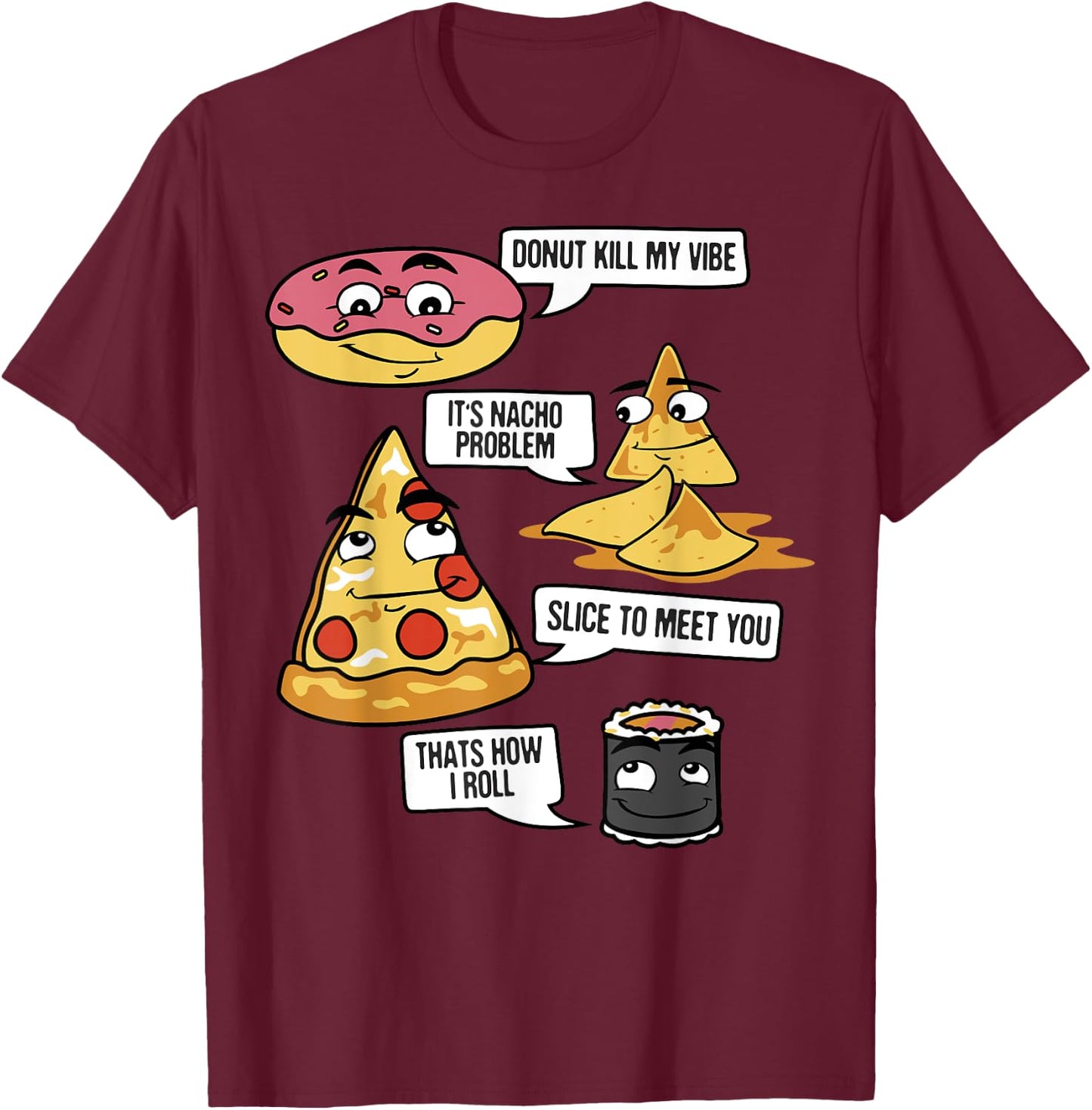 Food Fight Puns T-Shirt - T-Shirt | Maroon