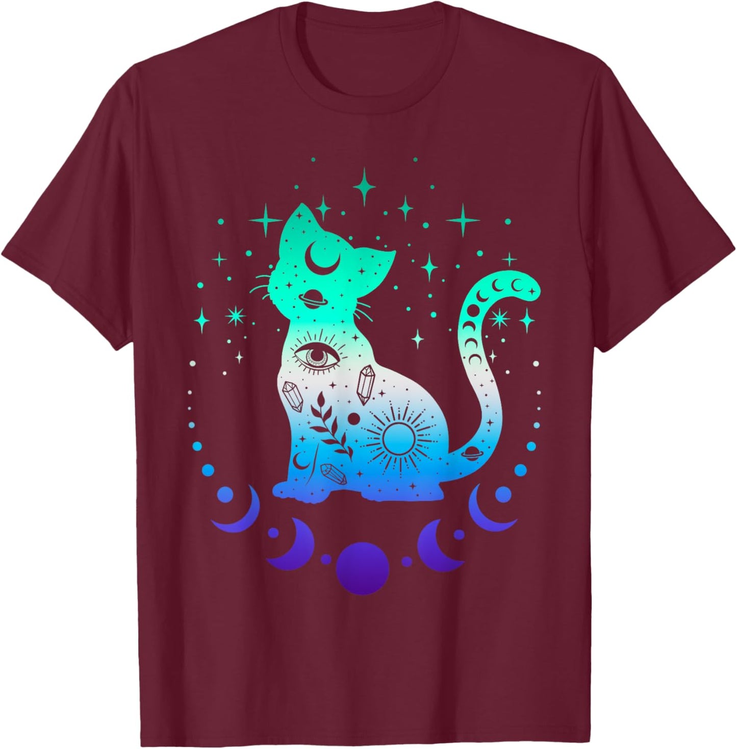 New Blue Gay Male MLM Pride Flag, Astrology Cat T-Shirt - T-Shirt | Maroon
