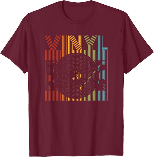 Retro Vinyl LP Records - Vintage Disc T-Shirt - T-Shirt | Maroon