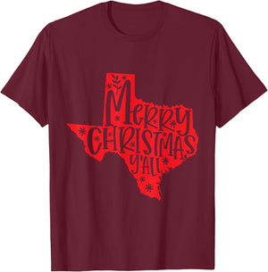 Merry Christmas Texas T-Shirt - T-Shirt | Maroon