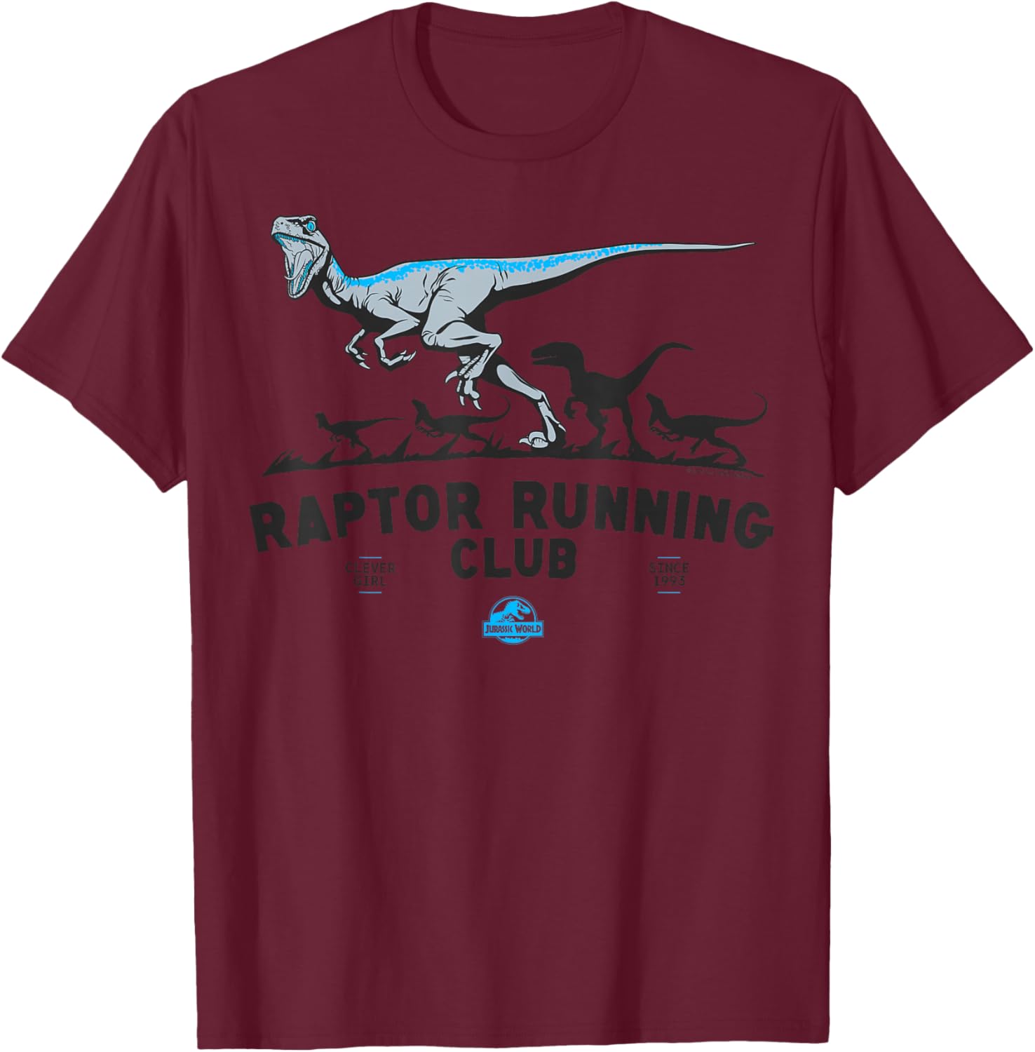 Jurassic World Boys' Raptor Running Club , Grey, Small T-Shirt - T-Shirt | Maroon