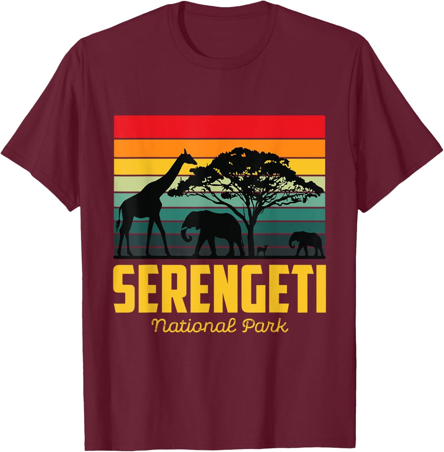 Serengeti Tanzania Safari Africa National Park Big Five T-Shirt - T-Shirt | Maroon