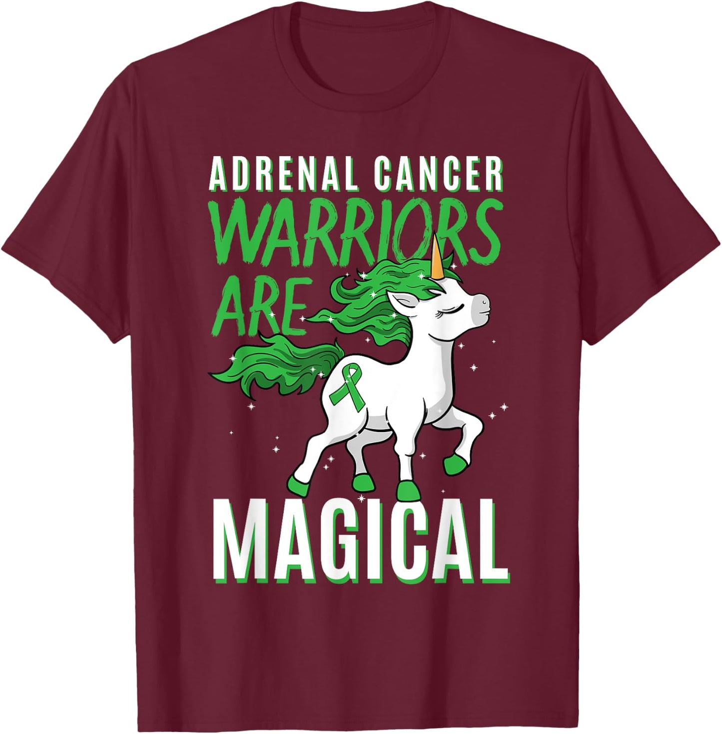 Adrenal Cancer Awareness Adrenal Cortical Carcinoma Unicorn T-Shirt - T-Shirt | Maroon