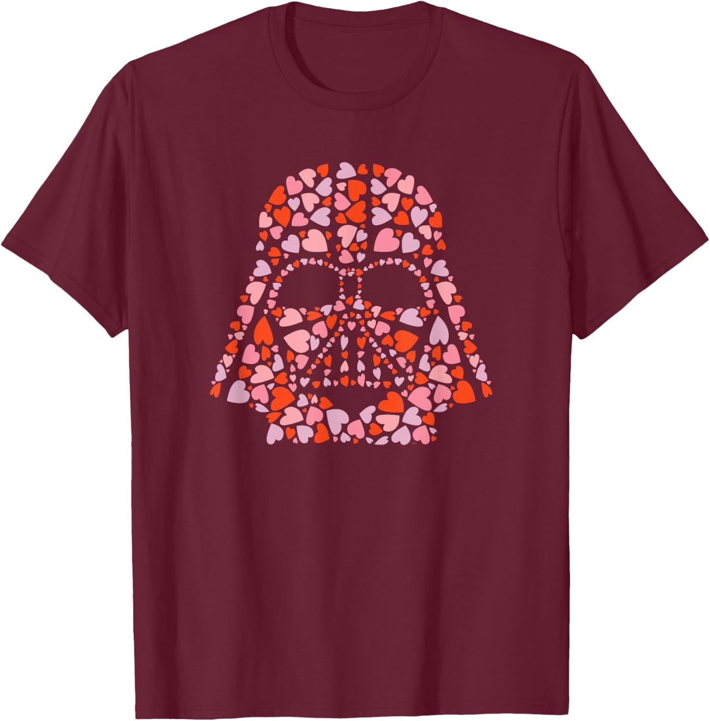 Star Wars Valentine’s Day Darth Vader Helmet Love Hearts T-Shirt - T-Shirt | Maroon