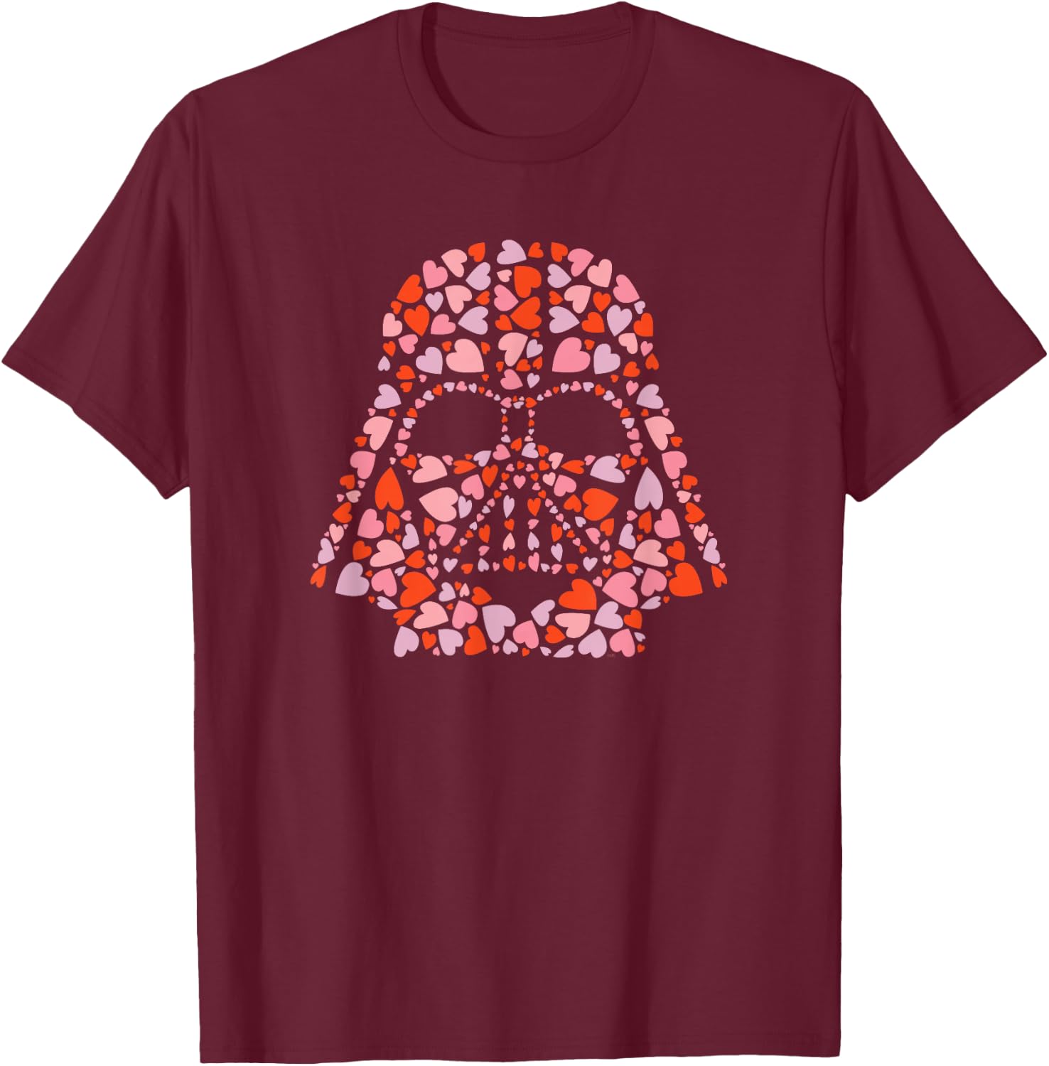 Star Wars Valentine’s Day Darth Vader Helmet Love Hearts T-Shirt - T-Shirt | Maroon